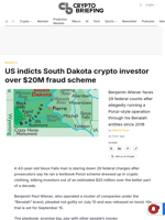 US indicts South Dakota crypto investor over $20M fraud scheme