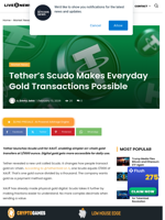 Tether's Scudo Makes Everyday Gold Transactions Possible | Live Bitcoin News