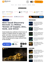 New Saudi Discovery Reveals 11 Million Tonnes of Copper, Zinc, Gold, and Silver – Bitcoin News
