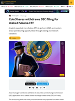 CoinShares Unexpectedly Withdraws Staked SOL ETF Application