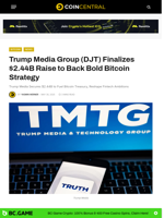 Trump Media Group (DJT) Finalizes $2.44B Raise to Back Bold Bitcoin Strategy