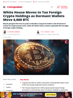 White House Moves to Tax Foreign Crypto Holdings as Dormant Wallets Move 4,668 BTC - Coinspeaker