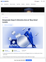 Grayscale Names 5 Altcoins to Buy Amid Record Low Prices