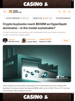 Crypto buybacks reach $638M as Hyperliquid dominates - Is the model sustainable? - AMBCrypto