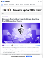 ETH Price Faces $4,000 Breakdown as Top Holders Cut Stakes