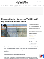 Morgan Stanley becomes Wall Street's top bank for AI debt deals