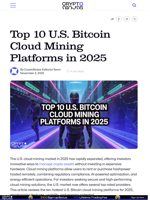 Top 10 U.S. Bitcoin Cloud Mining Platforms in 2025