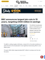 BBC announces largest job cuts in 15 years, targeting £500 million in savings