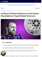 Cardano’s Charles Hoskinson to Join Senate Roundtable on Crypto Market Structure