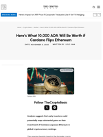 Here’s What 10,000 ADA Will Be Worth if Cardano Flips Ethereum
