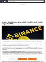 Binance Coin Steadies Near Bullish Trendline With Upside Target Of $1000 - Brave New Coin