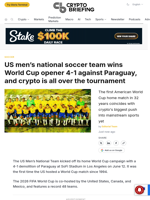 US men's national soccer team wins World Cup opener 4-1 against Paraguay, and crypto is all over the tournament