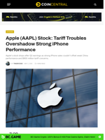 Apple (AAPL) Stock: Tariff Troubles Overshadow Strong iPhone Performance - CoinCentral