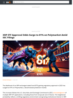XRP ETF Approval Odds Surge to 81% on Polymarket Amid SEC Filings - Brave New Coin