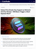 Solana Price Breaks Key Support as Network Activity Slumps—Will Bears Trigger a Short Squeeze Next?