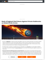 Bank of England Chief Warns Against Private Stablecoins as Global Divide Grows - Brave New Coin