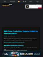 BNB Price Prediction: Targets $1,000 by February 2026 - Blockchain.News