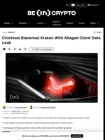 Criminals Blackmail Crypto Exchange Kraken Over User Data