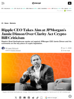 Ripple CEO Takes Aim at JPMorgan's Jamie Dimon Over Clarity Act Crypto Bill Criticism - Decrypt