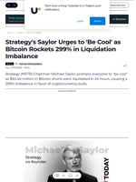 Strategy's Saylor Urges to 'Be Cool' as Bitcoin Rockets 299% in Liquidation Imbalance - U.Today