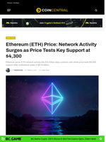 Ethereum (ETH) Price: Network Activity Surges as Price Tests Key Support at $4,300 - CoinCentral
