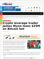 Crypto leverage trader James Wynn loses $25M on Bitcoin bet - The Crypto News Wire