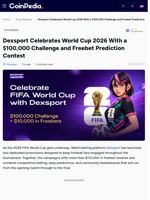 Dexsport Celebrates World Cup 2026 With a $100,000 Challenge and Freebet Prediction Contest