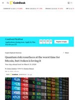 Quantum risk resurfaces at the worst time for bitcoin, but QRL token is loving it: Crypto Daybook Americas