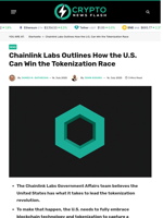 Chainlink Labs Outlines How the U.S. Can Win the Tokenization Race - Crypto News Flash
