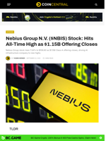 Nebius Group N.V. ($NBIS) Stock: Hits All-Time High as $1.15B Offering Closes