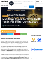 MultiBank Group Confirms $MBG Token TGE Set for July 22, 2025 | Live Bitcoin News