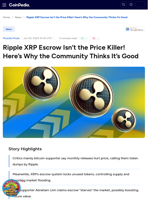 Ripple XRP Escrow Isn’t the Price Killer! Here’s Why the Community Thinks It’s Good