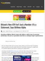 Bitcoin’s New ATH Isn’t Just a Number: It’s a Statement, Says Bitfinex Alpha