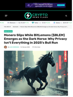 Monero Slips While BitLemons ($BLEM) Emerges as the Dark Horse: Why Privacy Isn't Everything in 2025's Bull Run - Crypto News Flash