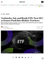 Avalanche, Sui, and Bonk ETFs Test SEC as Issuers Push Into Riskier Territory - Decrypt
