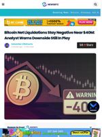 Bitcoin Net Liquidations Stay Negative Near $40M: Analyst Warns Downside Still In Play