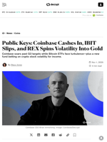 Public Keys: Coinbase Cashes In, IBIT Slips, and REX Spins
Volatility Into Gold