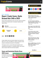 Report: Crypto Scams, Hacks Drained Over $4B in 2025