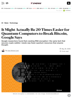 It Might Actually Be 20 Times Easier for Quantum Computers to Break Bitcoin, Google Says - Decrypt