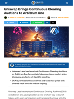 Uniswap Brings Continuous Clearing Auctions to Arbitrum One