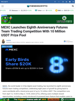 MEXC Launches Eighth Anniversary Futures Team Trading Competition With 10 Million USDT Prize Pool