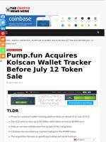 Pump.fun Acquires Kolscan Wallet Tracker Before July 12 Token Sale - The Crypto News Wire