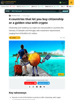 4 Countries That Let You Buy Citizenship or a Golden Visa with Crypto