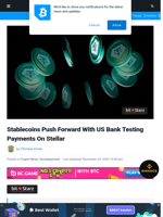 Stablecoins Push Forward With US Bank Testing Payments On Stellar