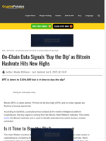 On-Chain Data Signals ‘Buy the Dip’ as Bitcoin Hashrate Hits New Highs