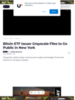 Bitoin ETF Issuer Grayscale Files to Go Public in New York - U.Today