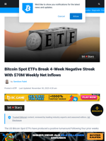 Bitcoin Spot ETFs Breaks 4-Week Negative Streak With $70.05 Million Weekly Net Inflows