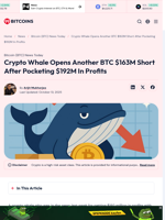 BTC Short: Whale Bets $163M After $192M Profit Haul