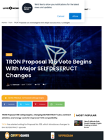TRON Proposal 106 Vote Starts SELFDESTRUCT Shift