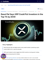 Raoul Pal Says XRP Could Put Investors in the Top 1% by 2030